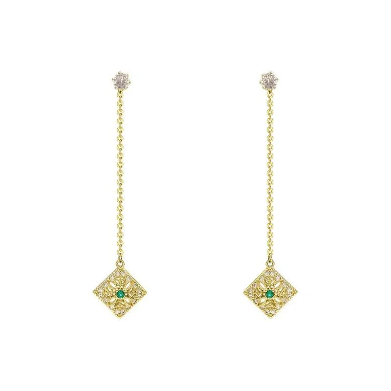 Fringe Emerald and Diamond Drop Earrings