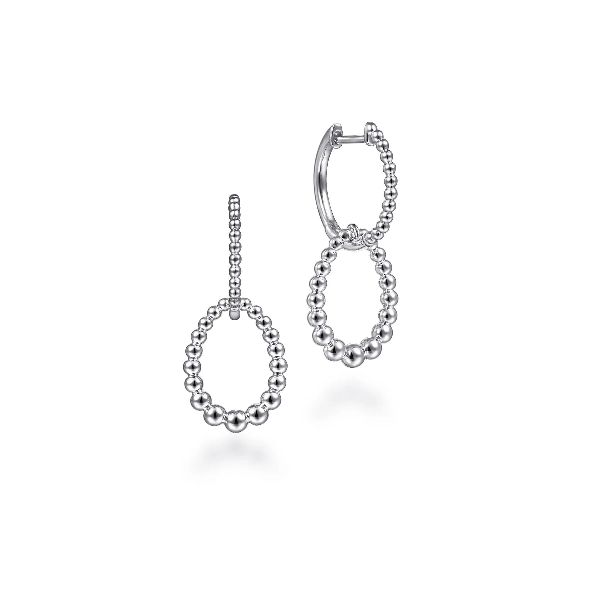 Gabriel Sterling Silver Beaded Huggie Drop Earrings