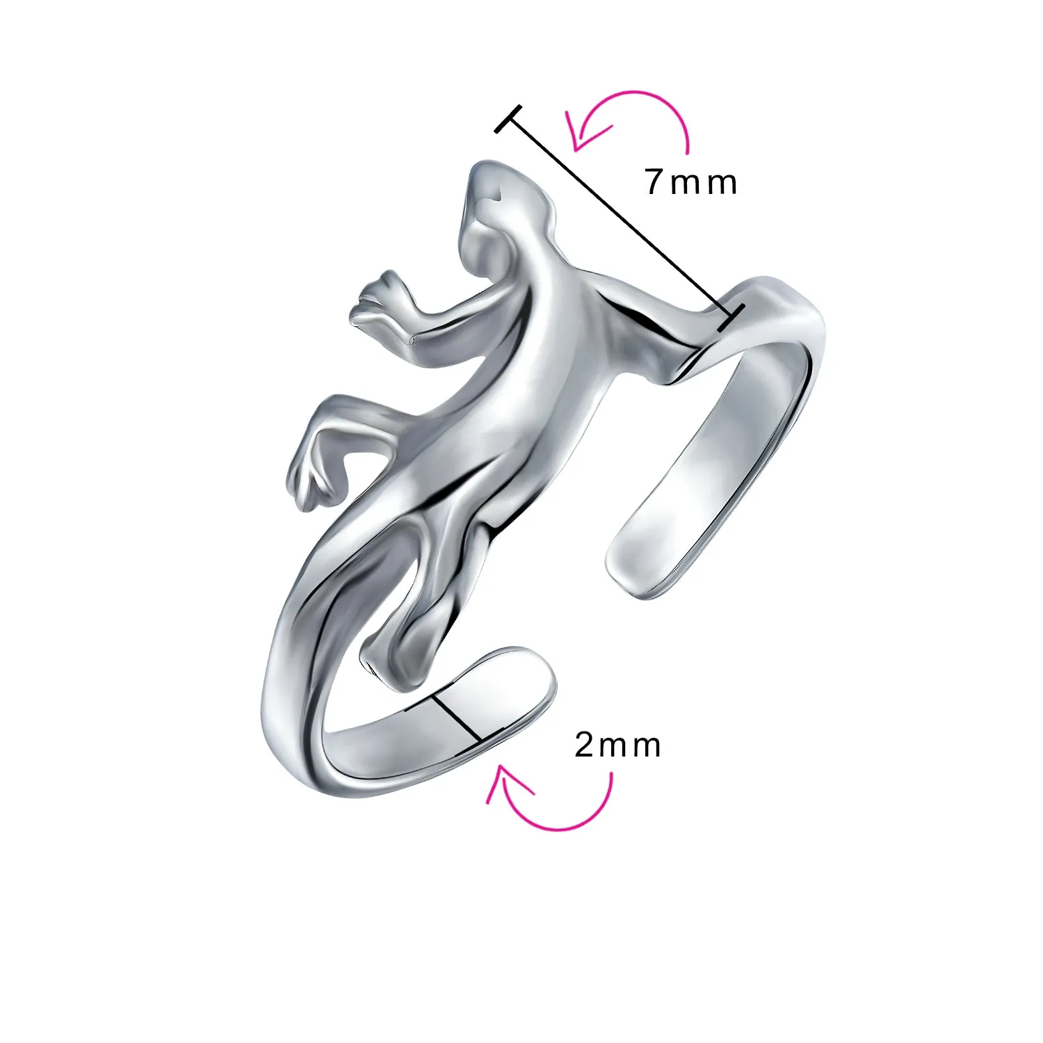 Garden Reptile Geko Lizard Midi Toe Ring in Polished Sterling Silver