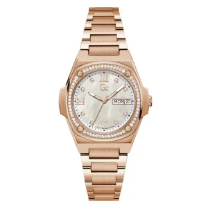 Gc Coussin Shape Ladies White MOP Dial Rose Gold Stainless Steel WatchLarge Size Metal