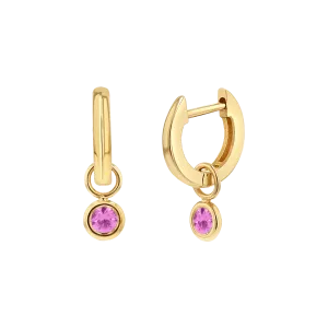 Gemstone Drop Huggies Hoops