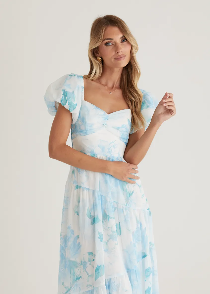 Genoa Midi Dress - Blue Floral