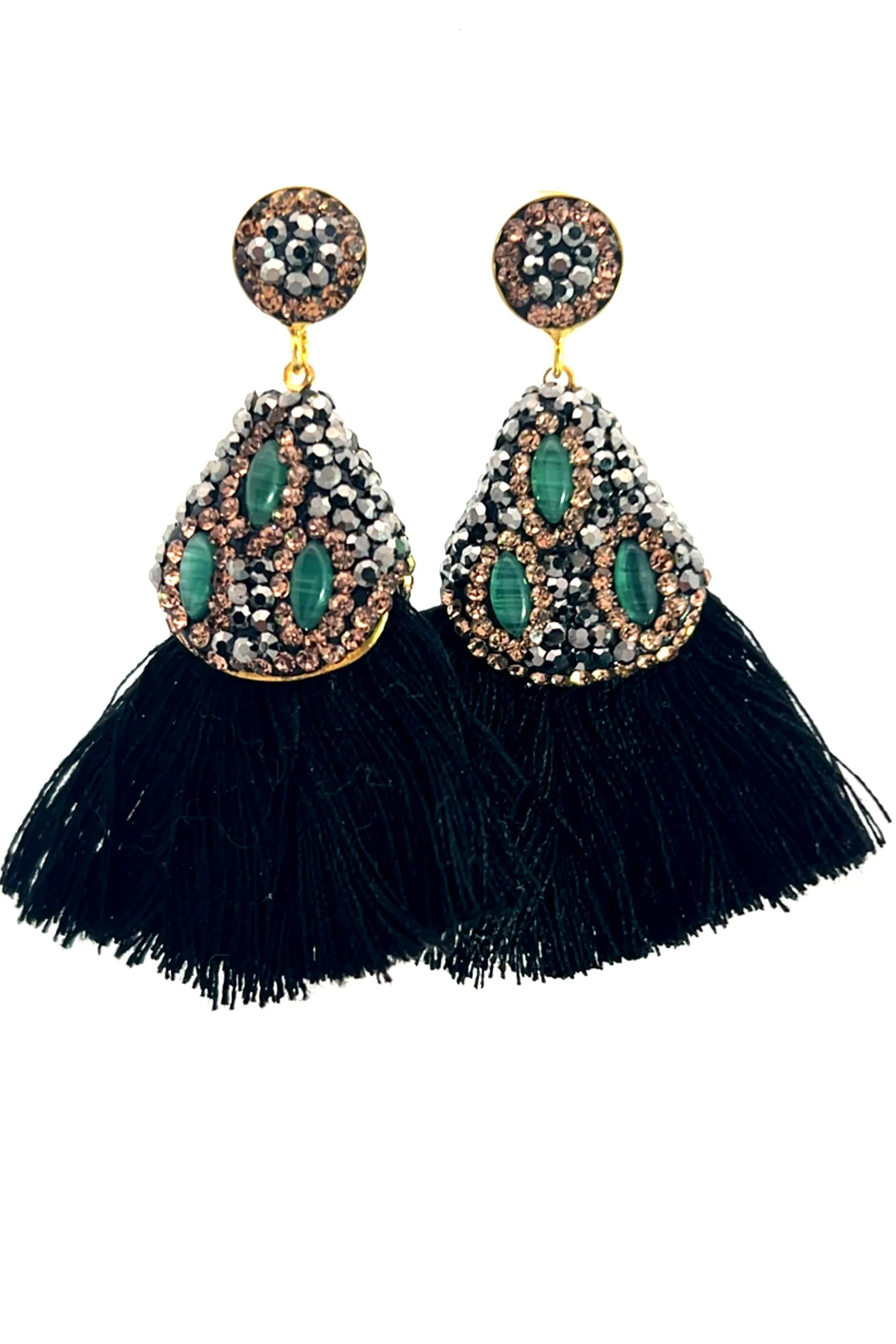 Geometric Small Tassel Gemstone Earring
