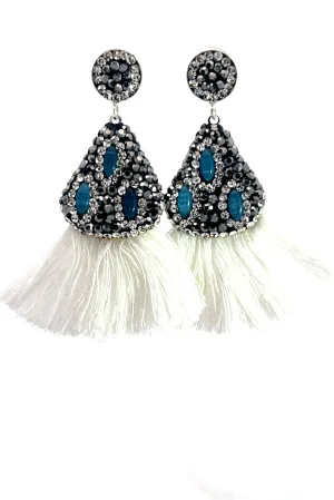 Geometric Small Tassel Gemstone Earring