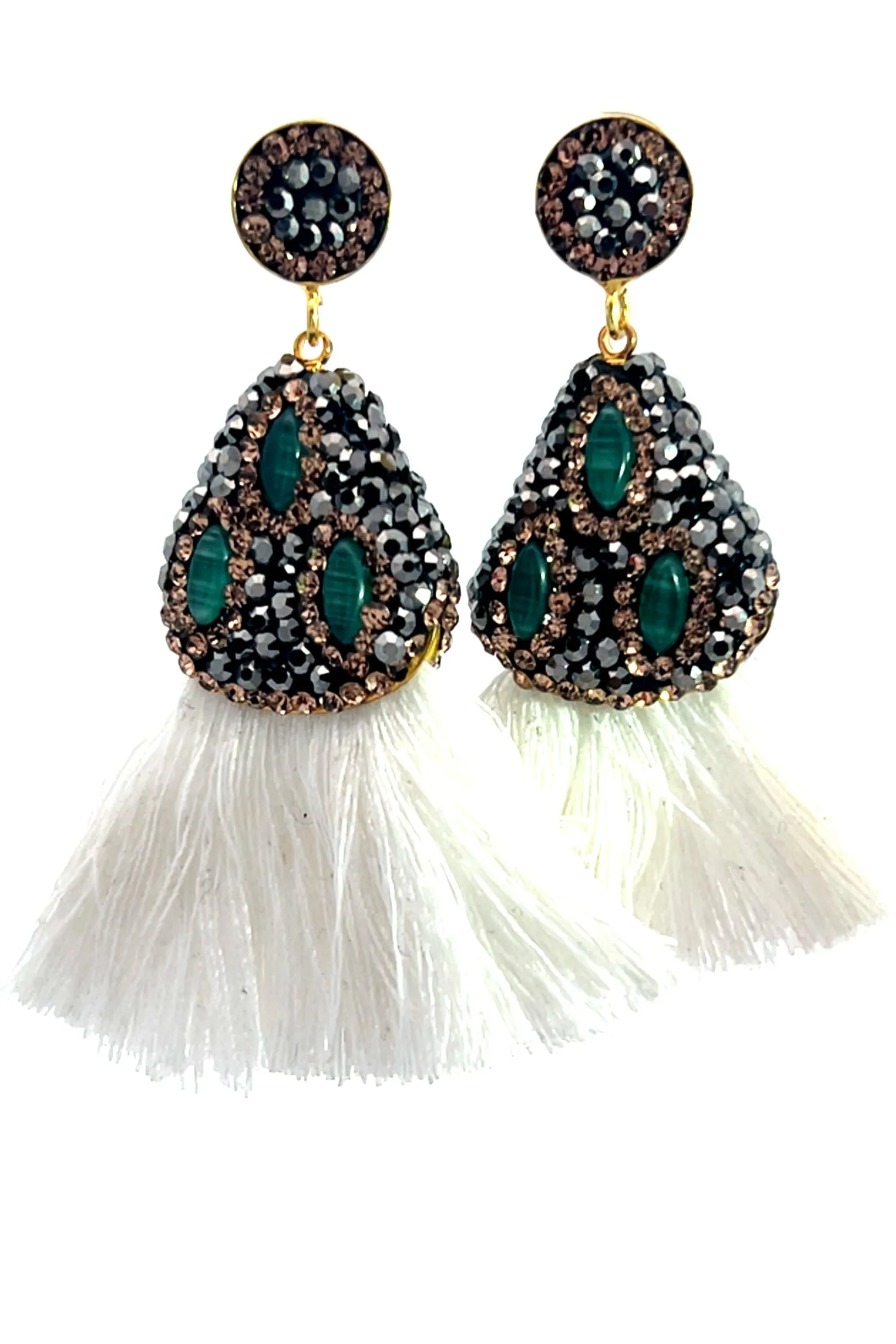 Geometric Small Tassel Gemstone Earring