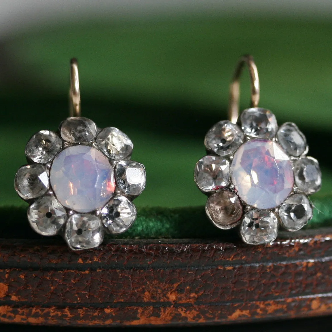 Georgian Paste and Opaline Earrings