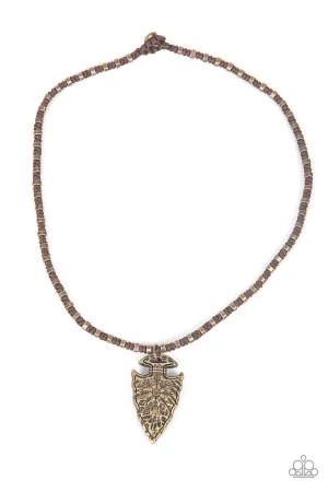 Get Your ARROWHEAD in the Game Brass Paparazzi Necklace