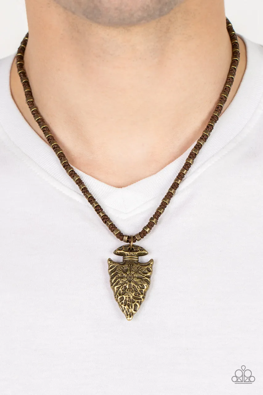 Get Your ARROWHEAD in the Game Brass Paparazzi Necklace