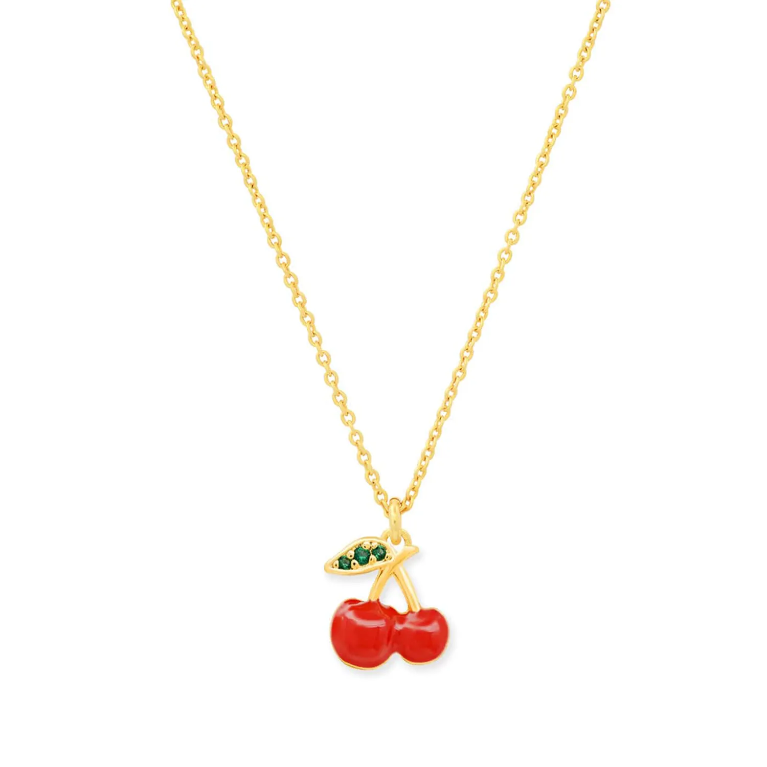 Gold Chain Necklace with Cherry Charm