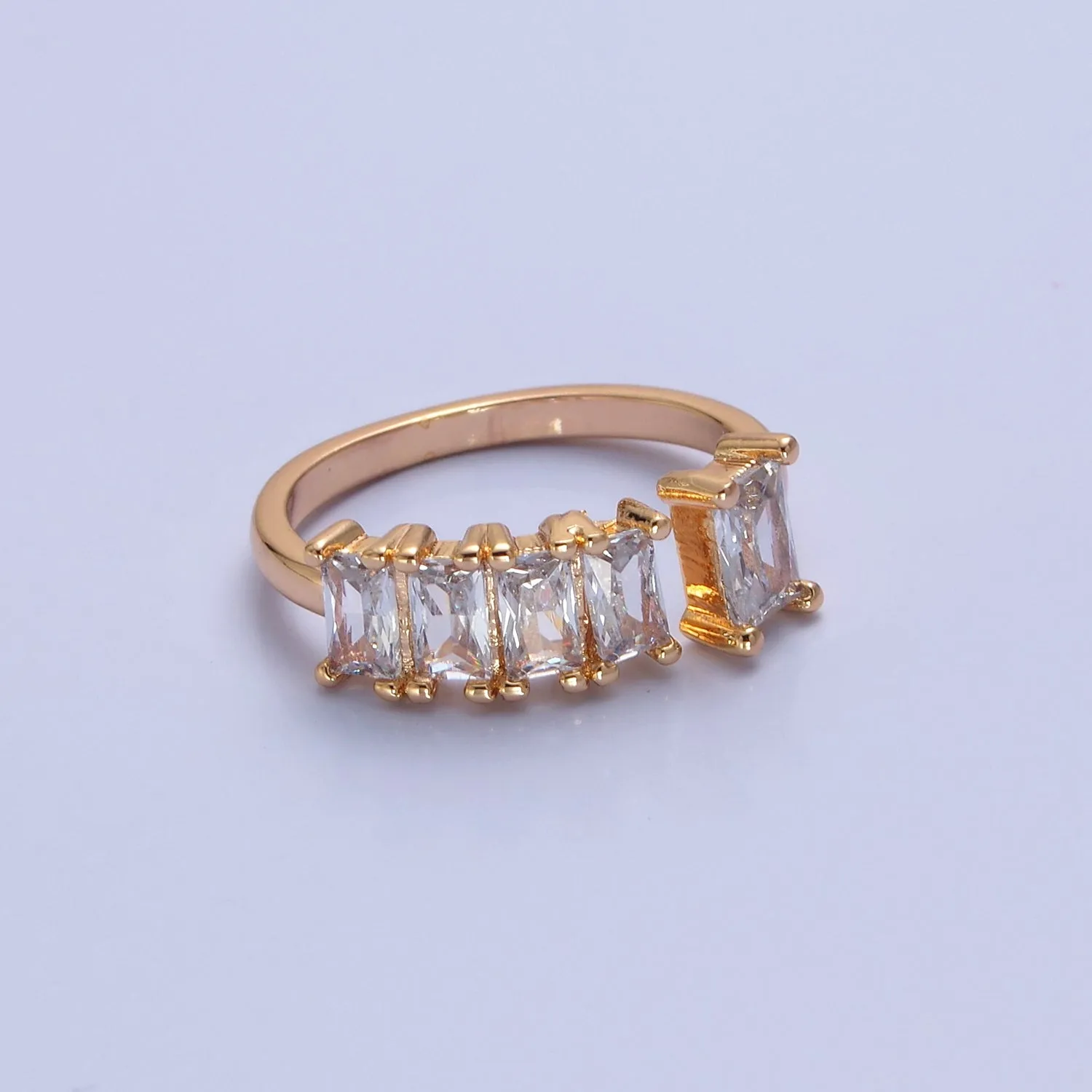 Gold CZ Pave Square Signet Midi Ring Diamond Clear Green Rainbow CZ Open Adjustable O-2248 O-2249 O-2250