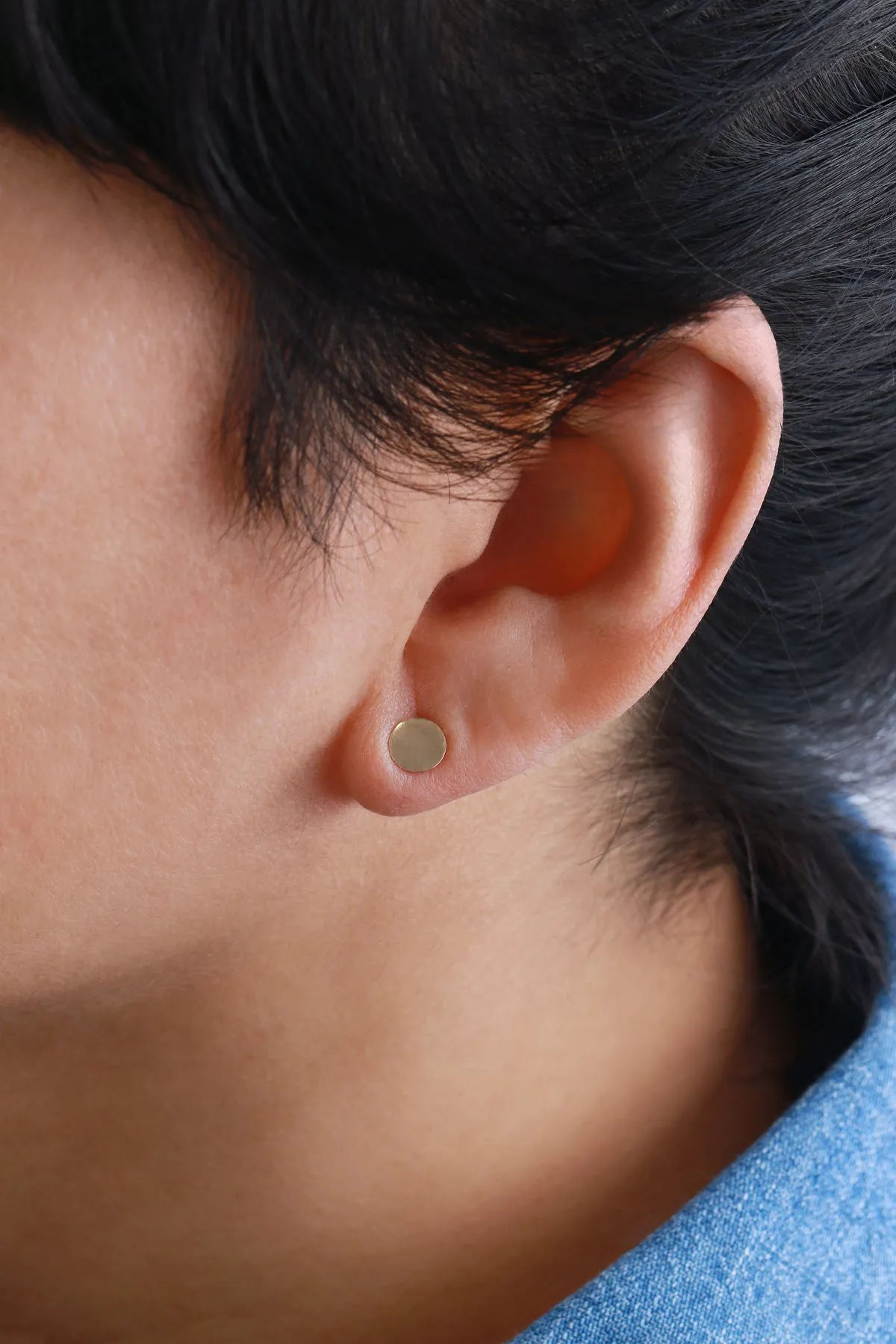Gold Disc Stud Earring
