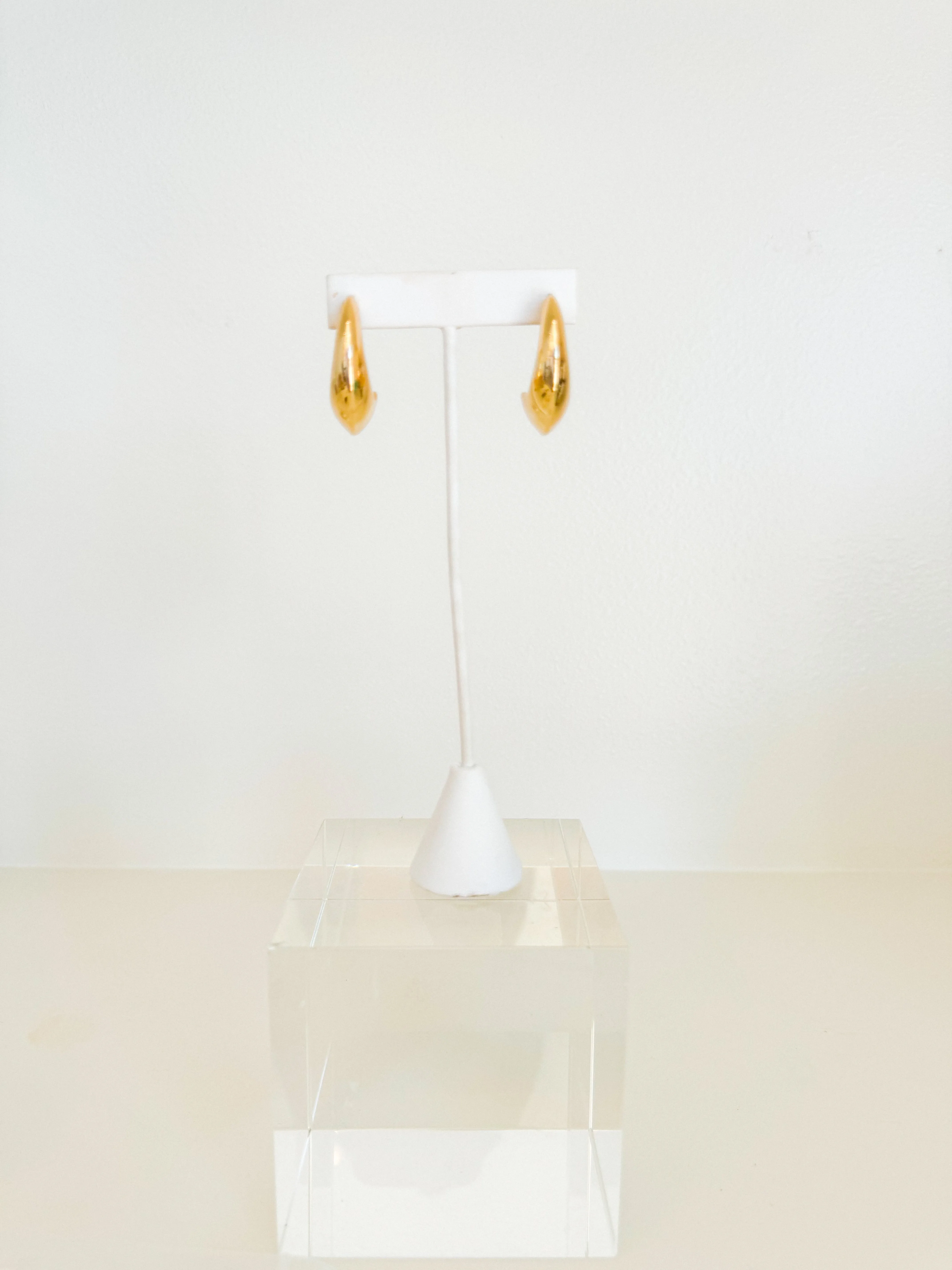Gold Elongated Dome Earring