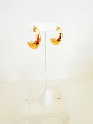Gold Elongated Dome Earring