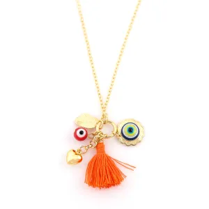 GOLD EVIL EYE AND MIX CHARM  NECKLACES #HNN85460 GDML