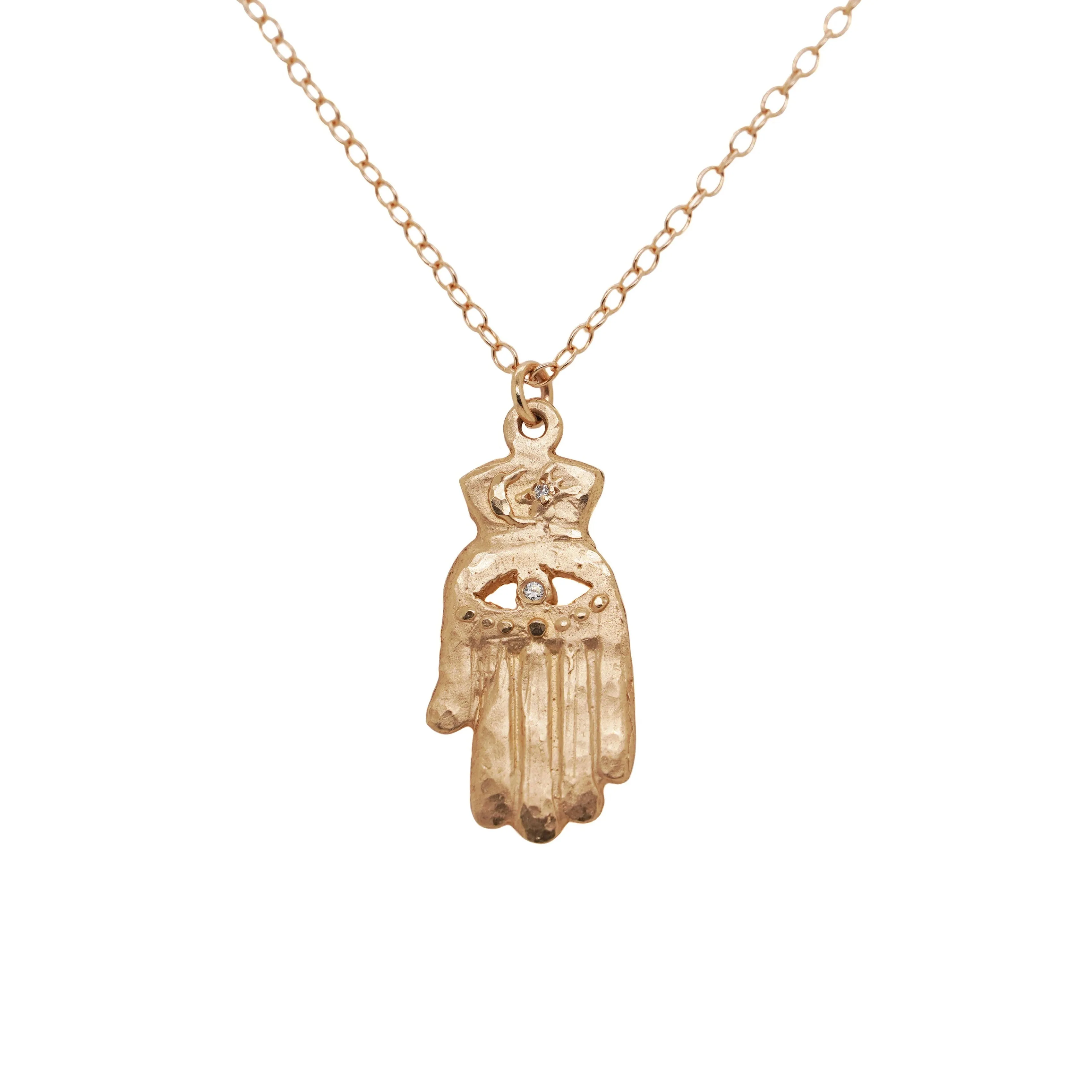 Gold Evil Eye Hamsa Necklace