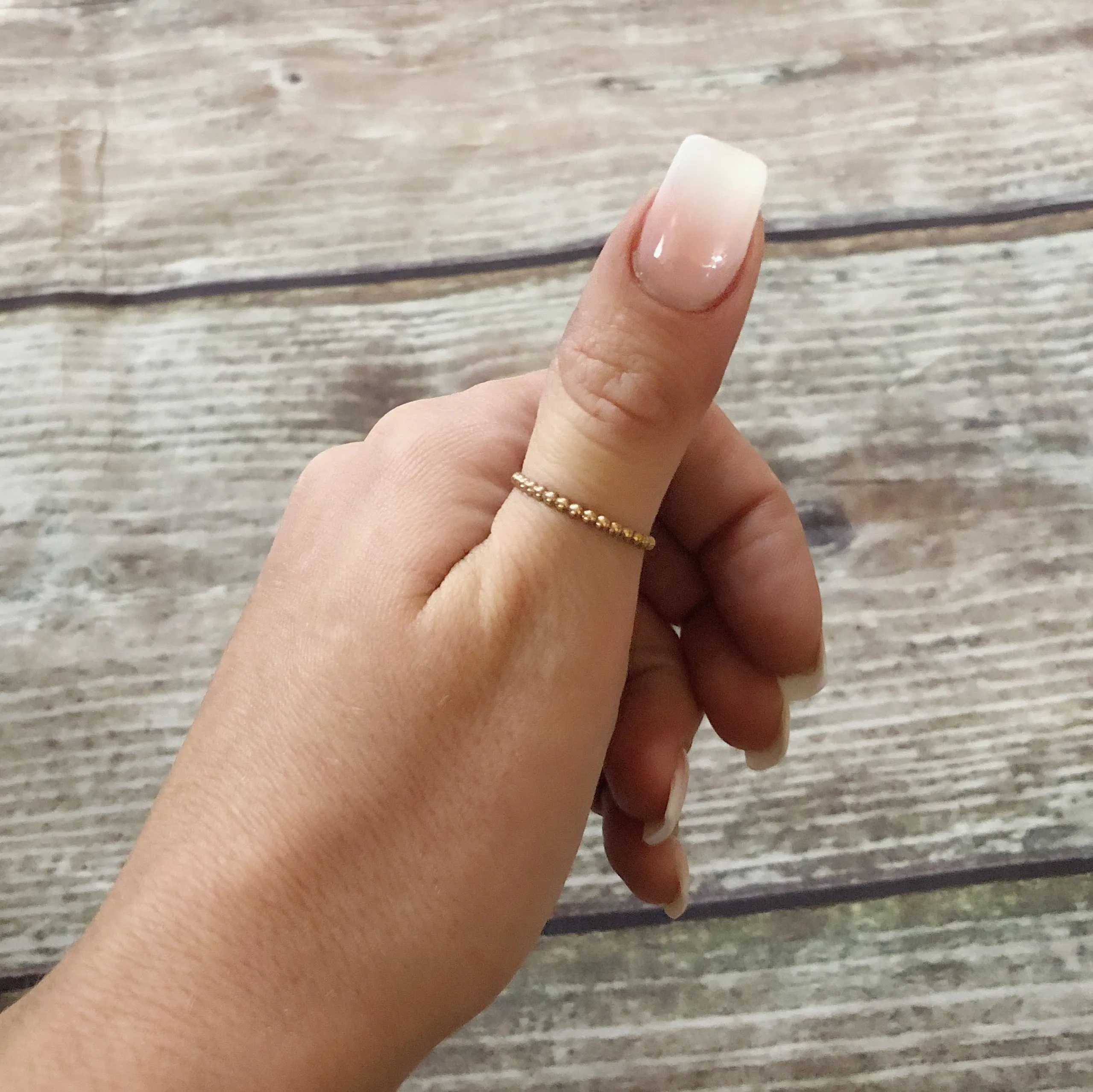 Gold Filled Beaded Band Ring - Gold Bead Stacking Ring