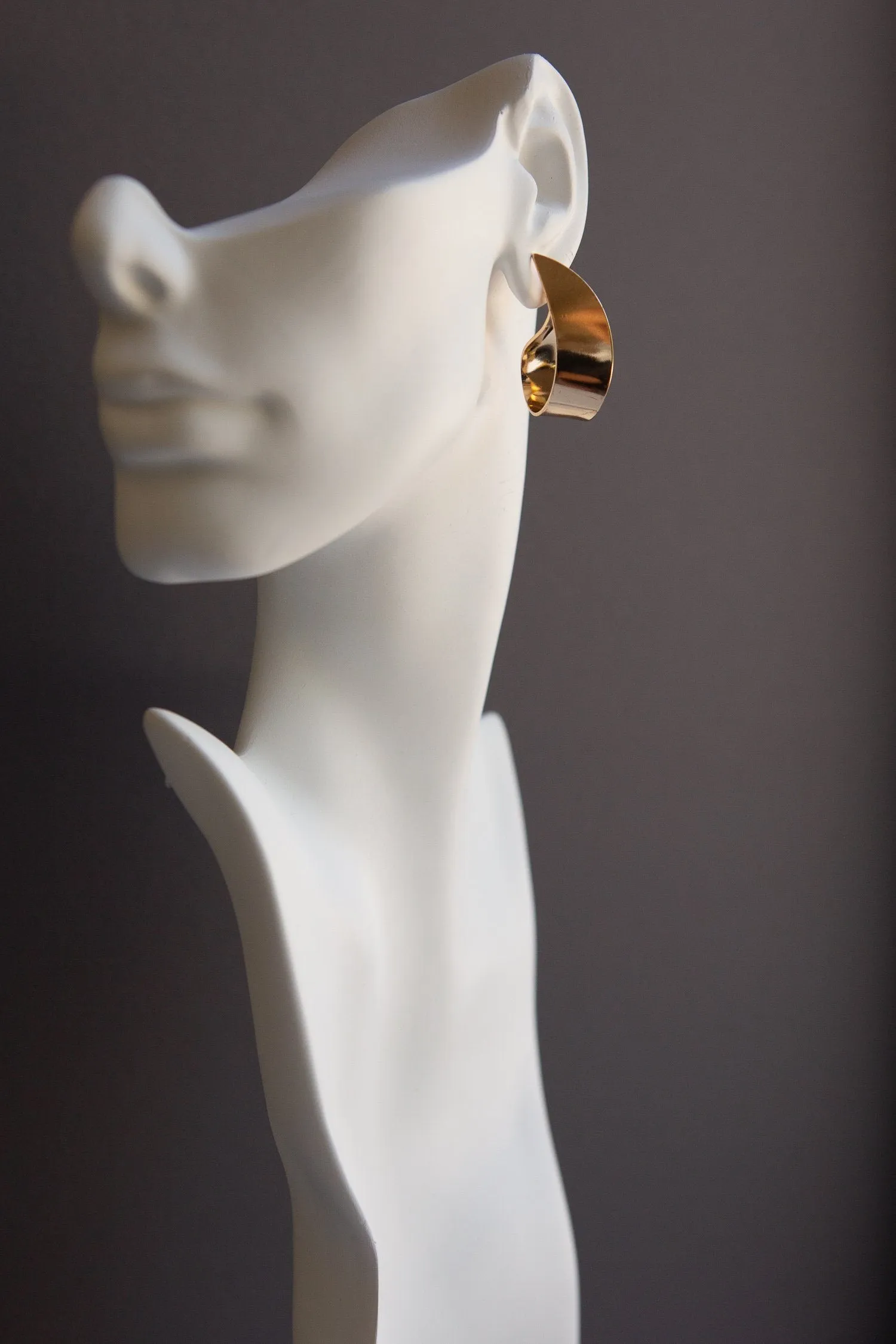 Gold Flat Curl Statement Earring