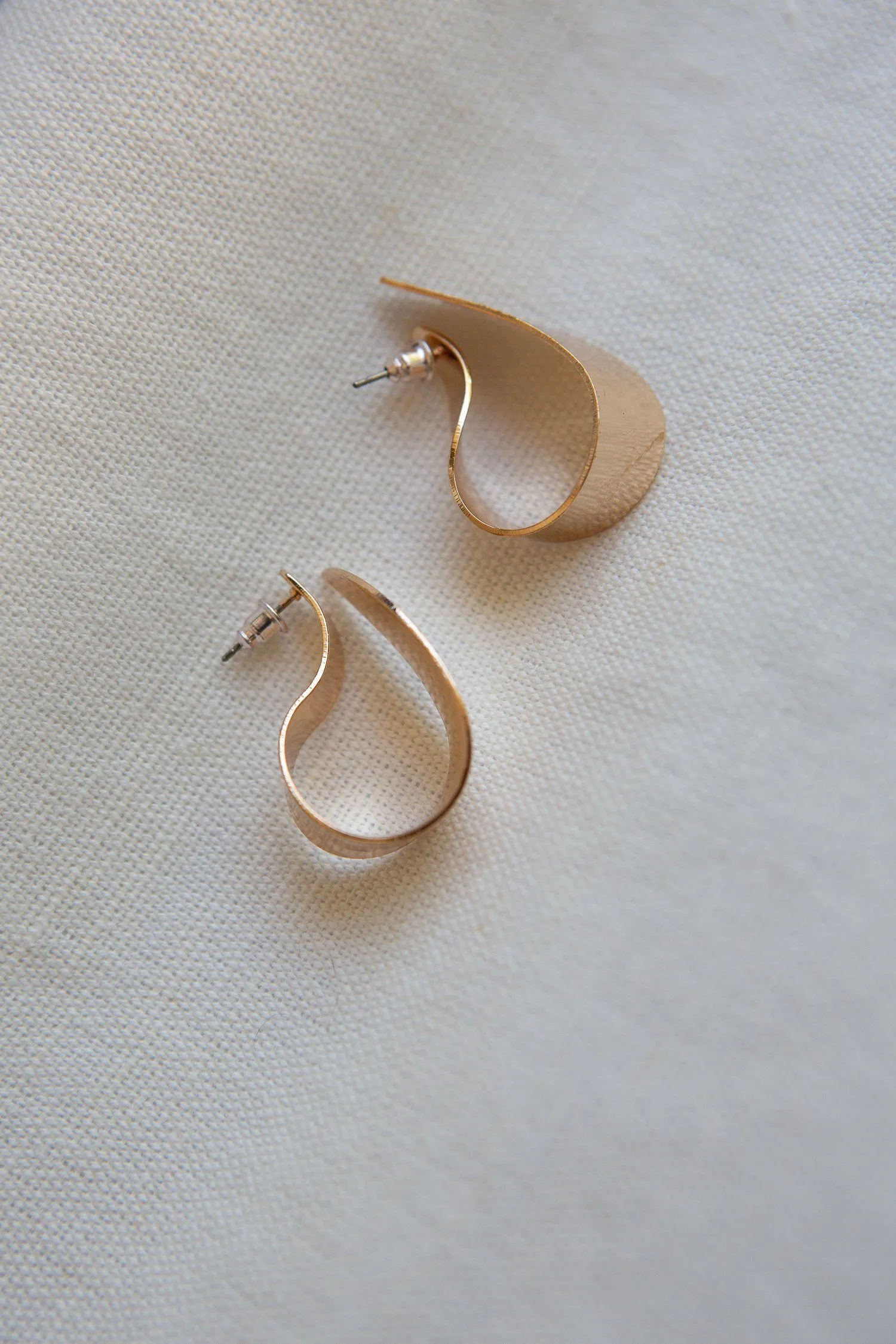 Gold Flat Curl Statement Earring