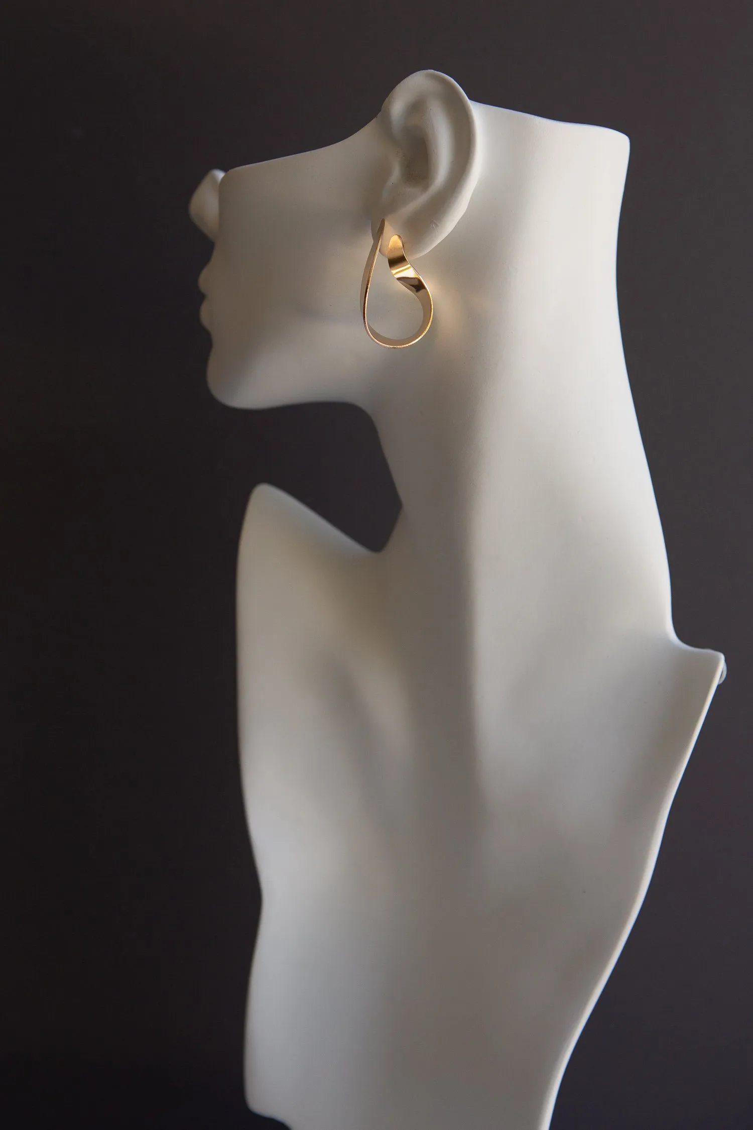 Gold Flat Curl Statement Earring