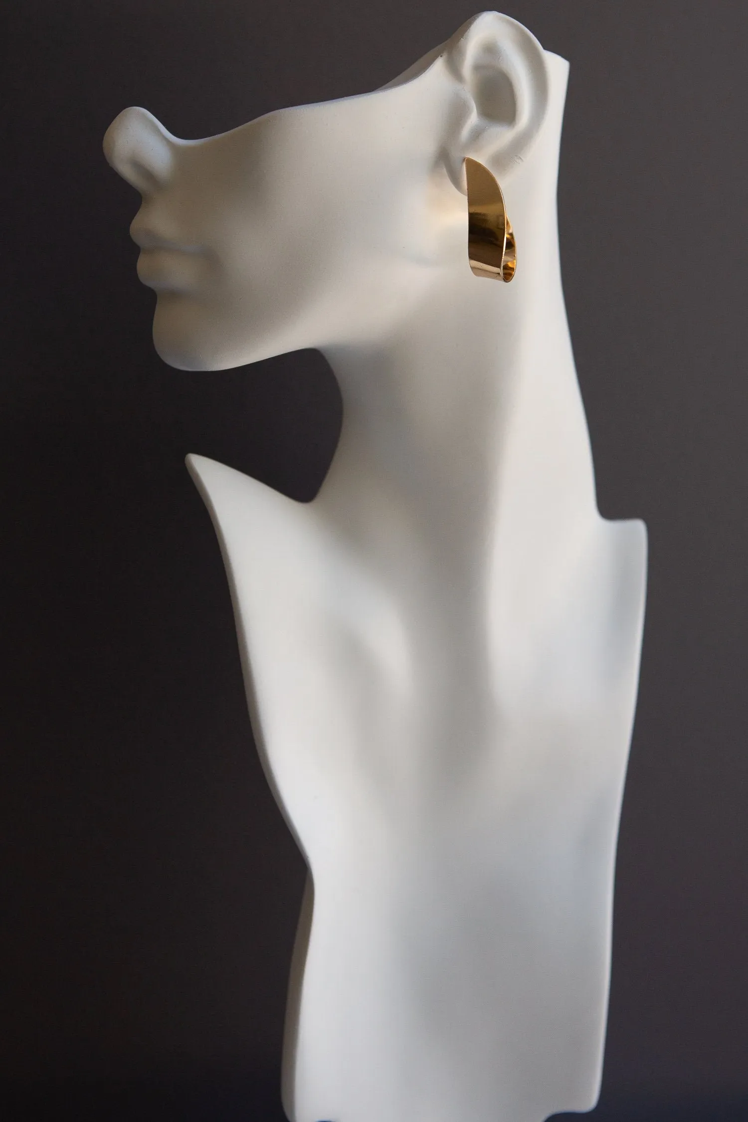 Gold Flat Curl Statement Earring