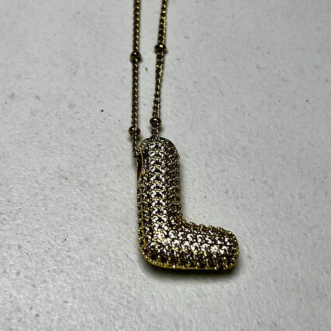 Gold Initial Necklaces with Rhinestones