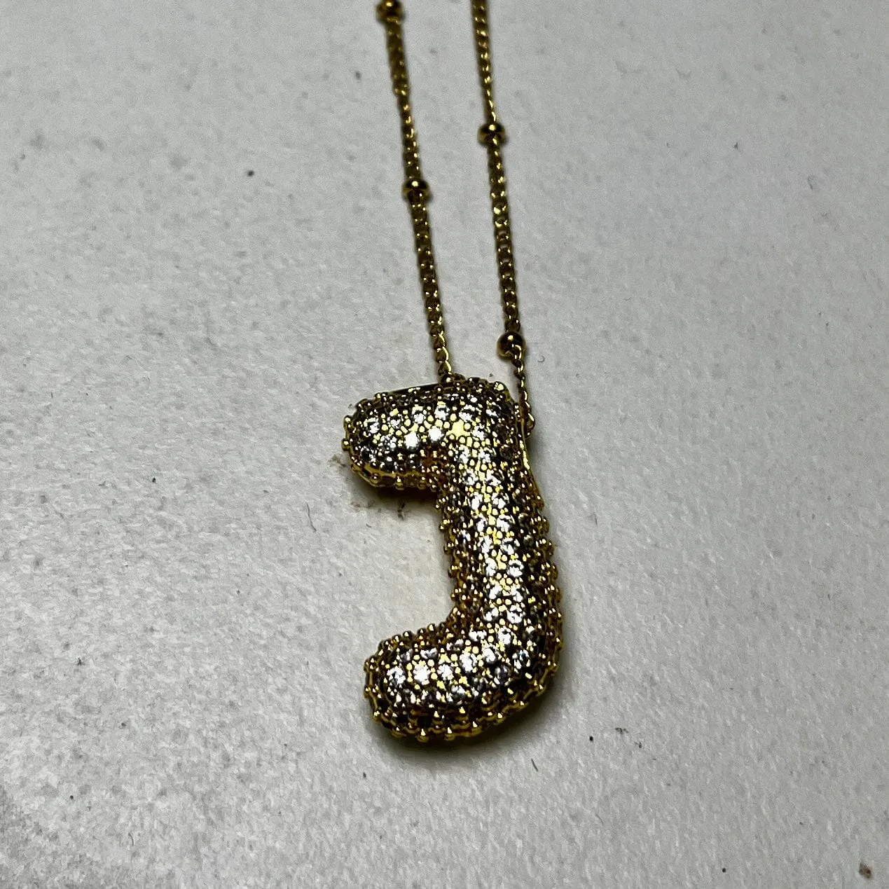 Gold Initial Necklaces with Rhinestones