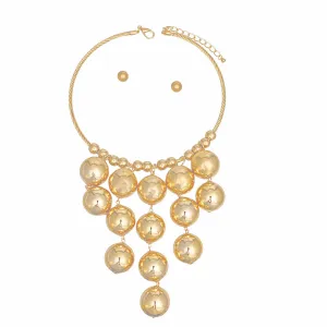 Gold Metal Ball Drop Bib Set