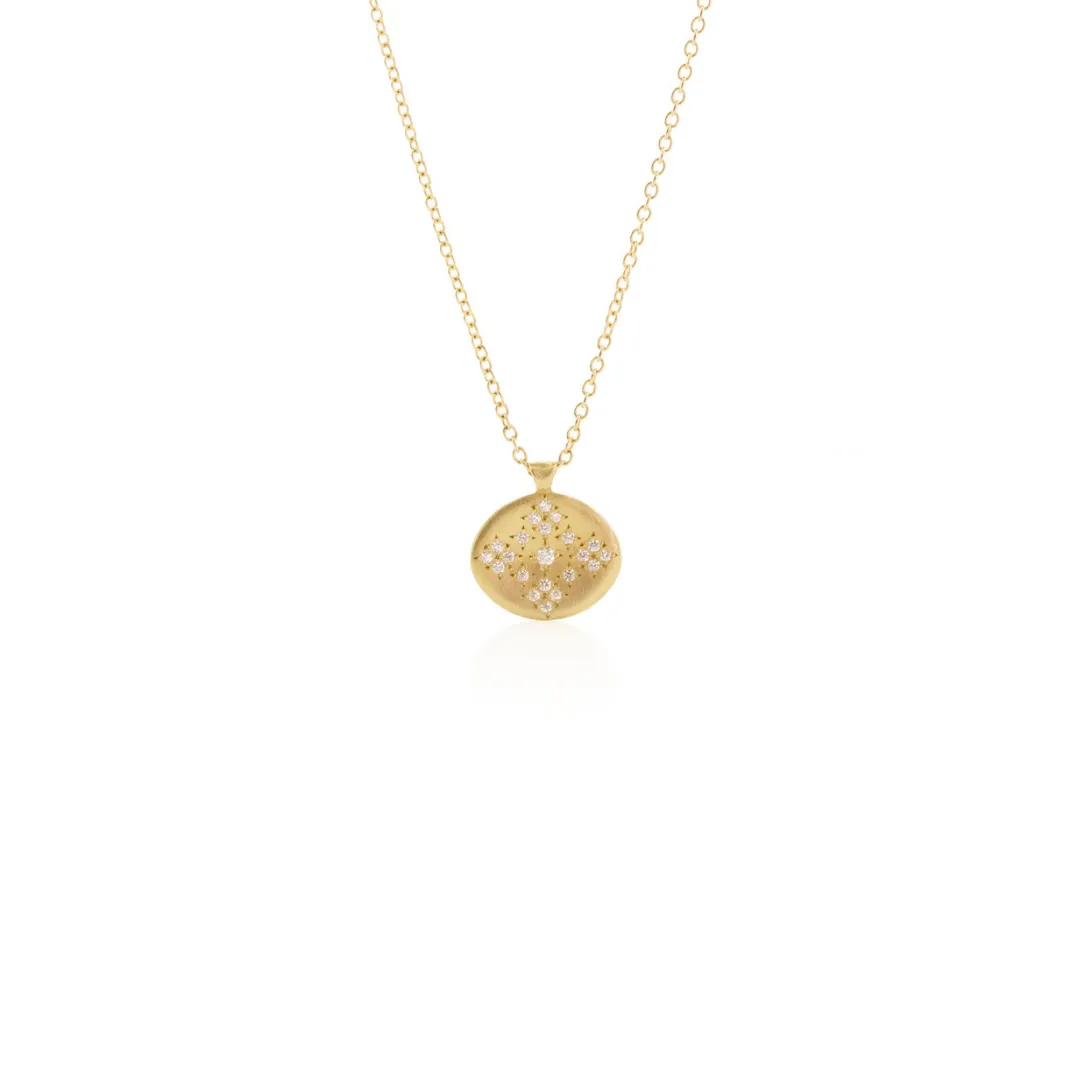 Gold Moon & Stars Charm Diamond Pendant