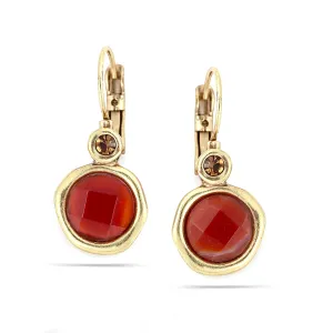 GOLD ORANGE CRYSTAL DROP EARRINGS #198RD3301 (4A2/4B4)