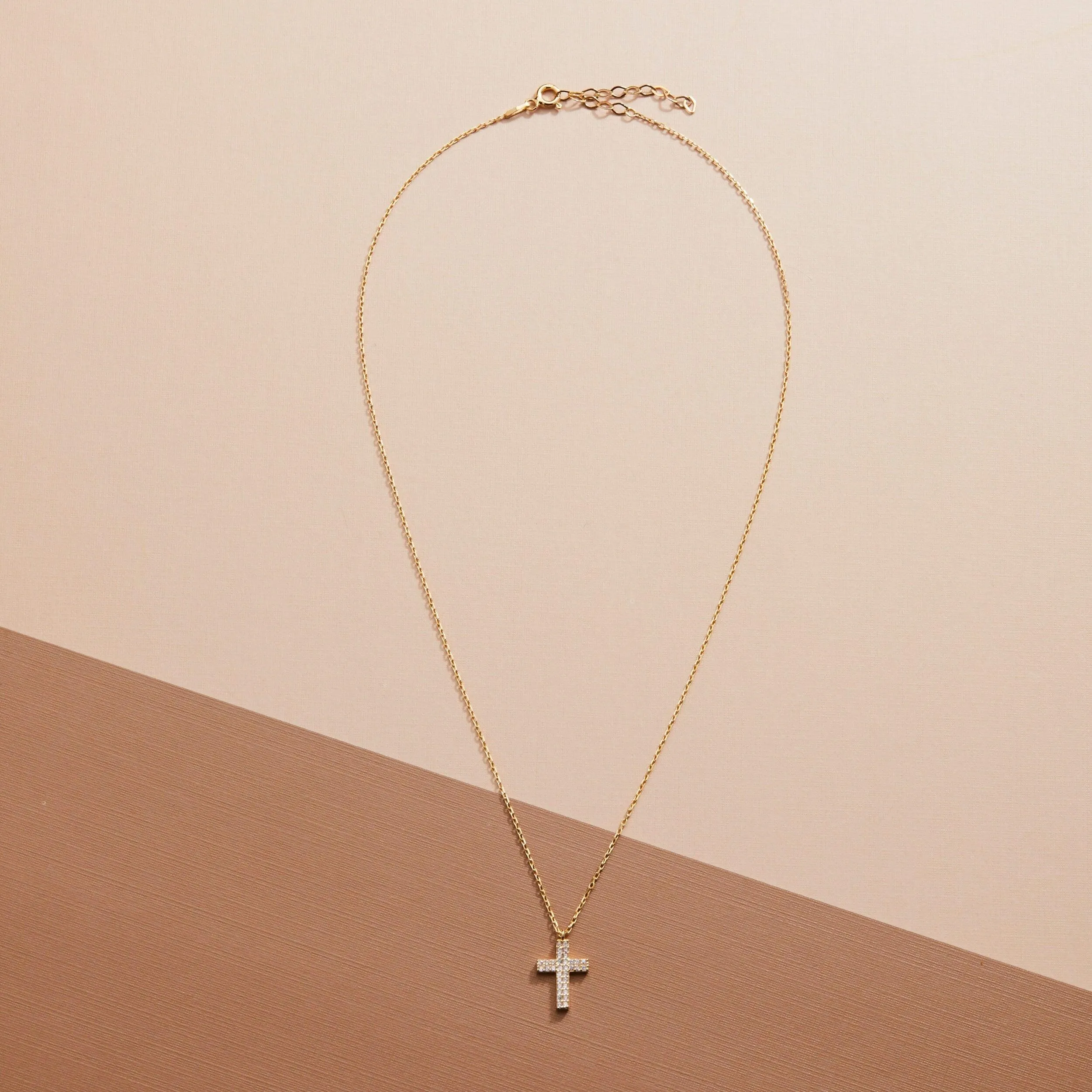 Gold Pave Cross Necklace - 18K Gold Vermeil