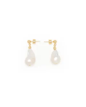 Gold Pearl Drop Studs