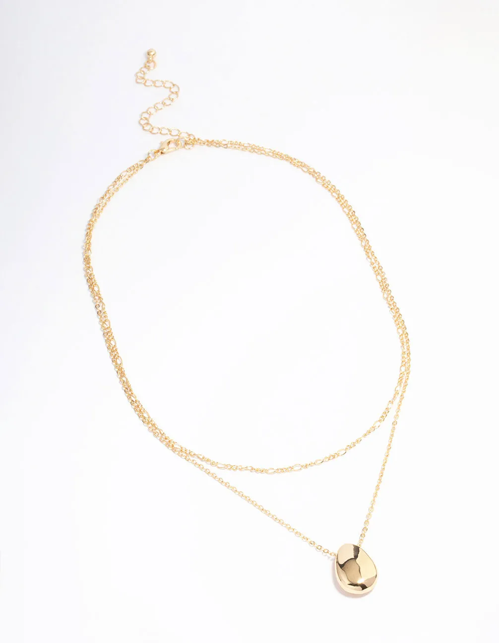 Gold Plated Layered Drop Pendant Necklace