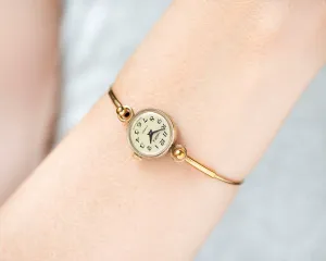 Gold plated women cocktail watch classic, chic women watch bracelet delicate Seagull lady watch Arabic numerals dial evening watch jewelry