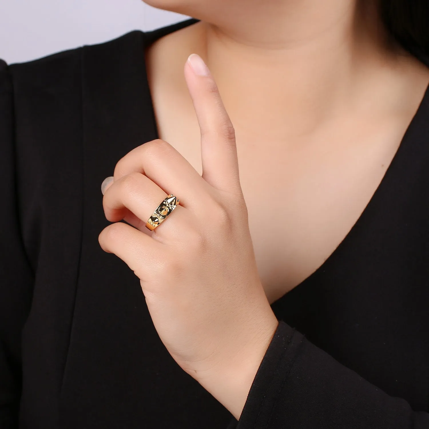 Gold Studed Ring, Minimalist Ring, Gold Ring, Dainty Ring, Ring, Stackable Ring, Midi Ring, Gold Stacking Ring, Gold Spike Adjustable Ring R438