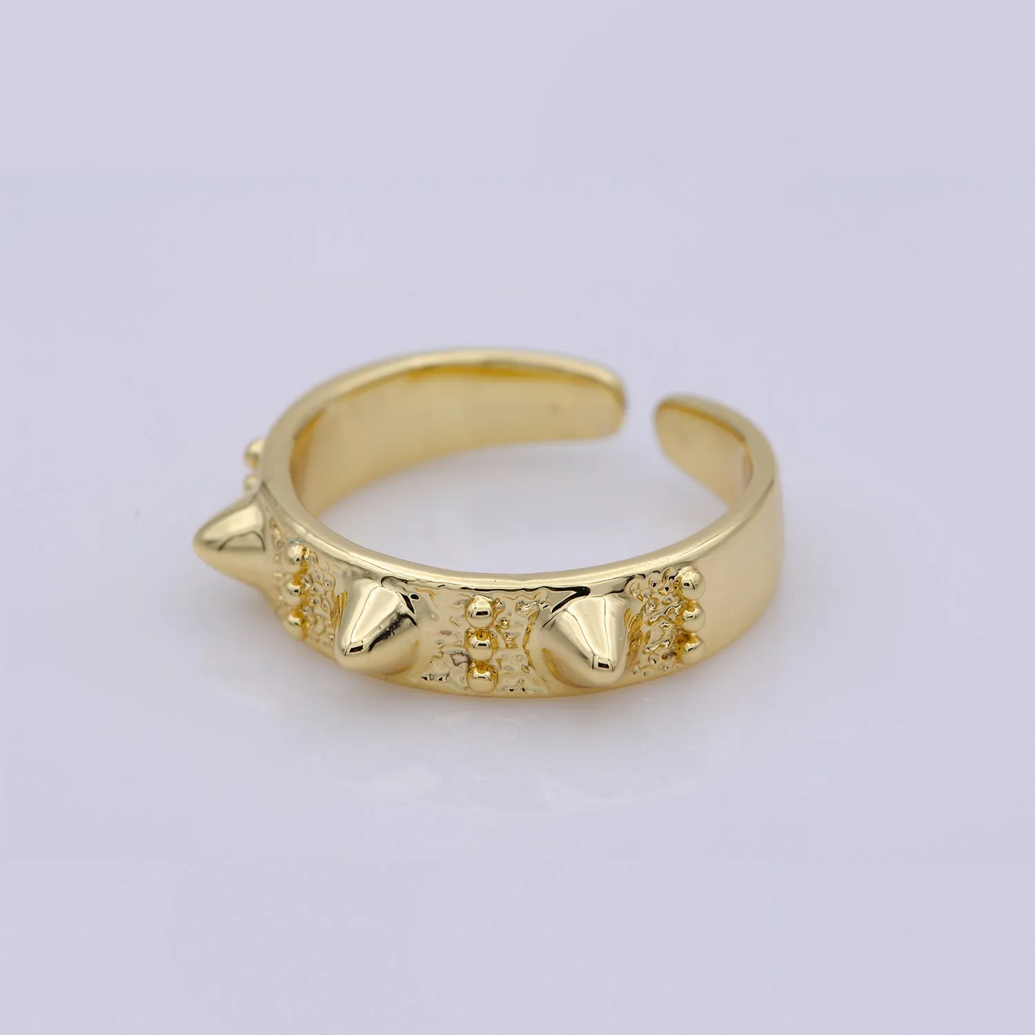 Gold Studed Ring, Minimalist Ring, Gold Ring, Dainty Ring, Ring, Stackable Ring, Midi Ring, Gold Stacking Ring, Gold Spike Adustable Ring R-027