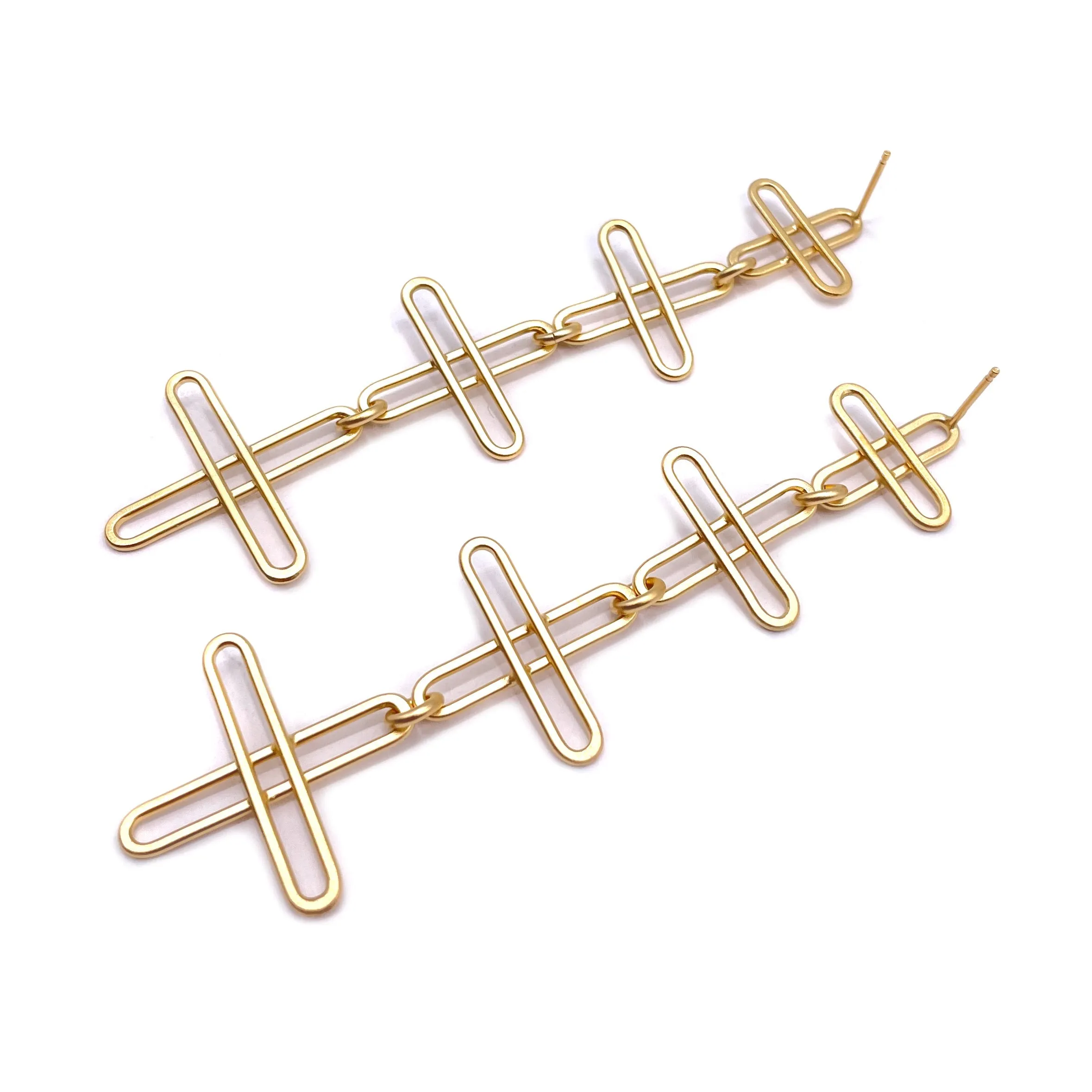 Gold Tiered Drop Earrings