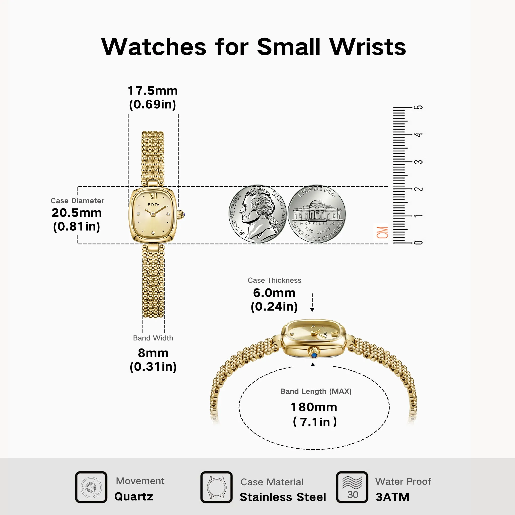 Gold Watches with Zircon Dial