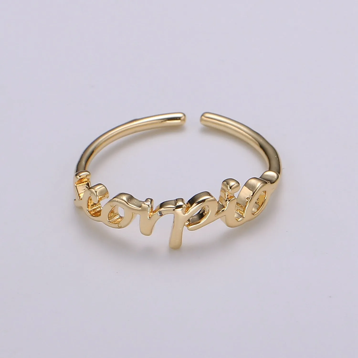 Gold Zodiac Ring Words Gold Ring, Astrology Horoscope Ring Birthday Personalized Gift Open Adjustable Ring for Stacking Ring Midi Ring