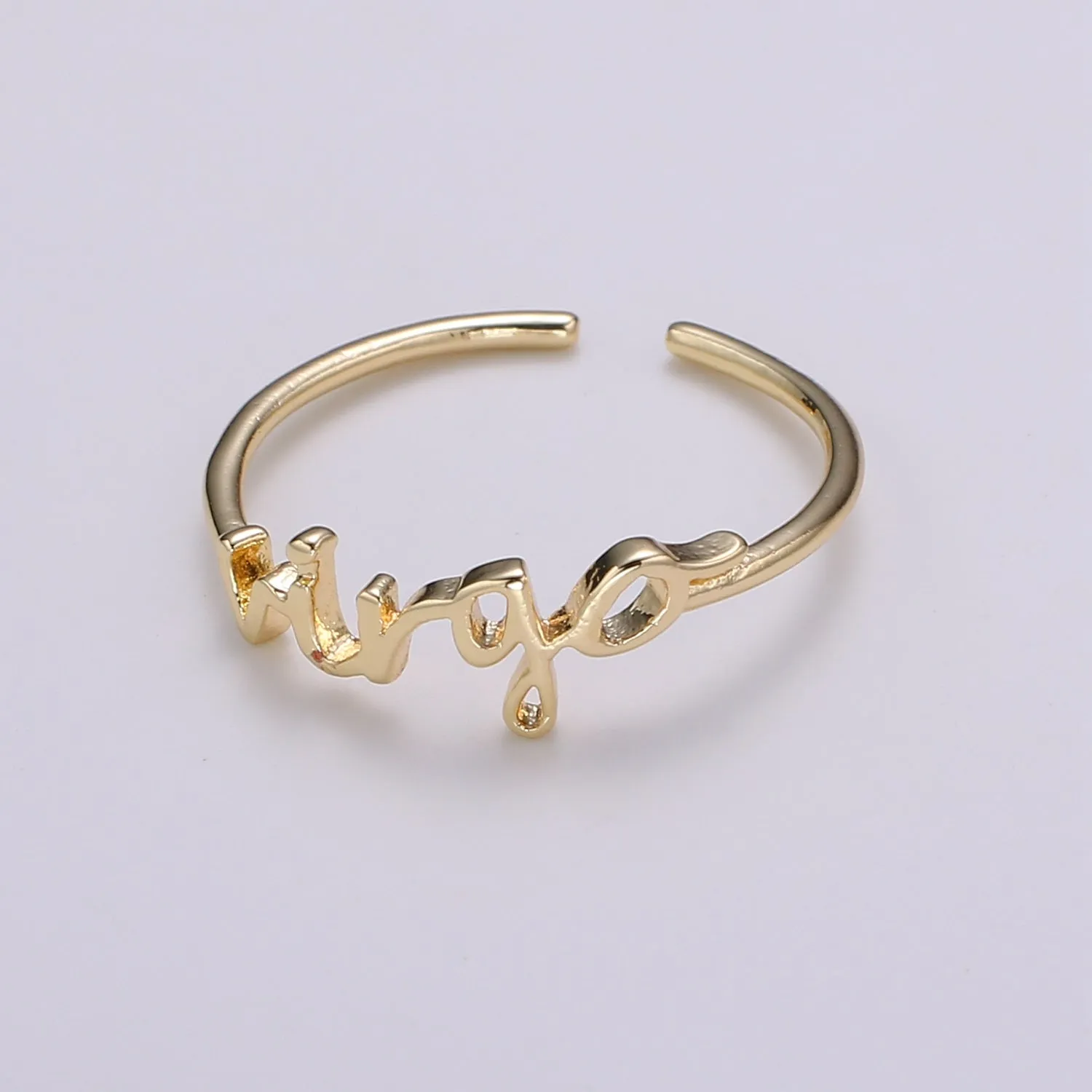 Gold Zodiac Ring Words Gold Ring, Astrology Horoscope Ring Birthday Personalized Gift Open Adjustable Ring for Stacking Ring Midi Ring