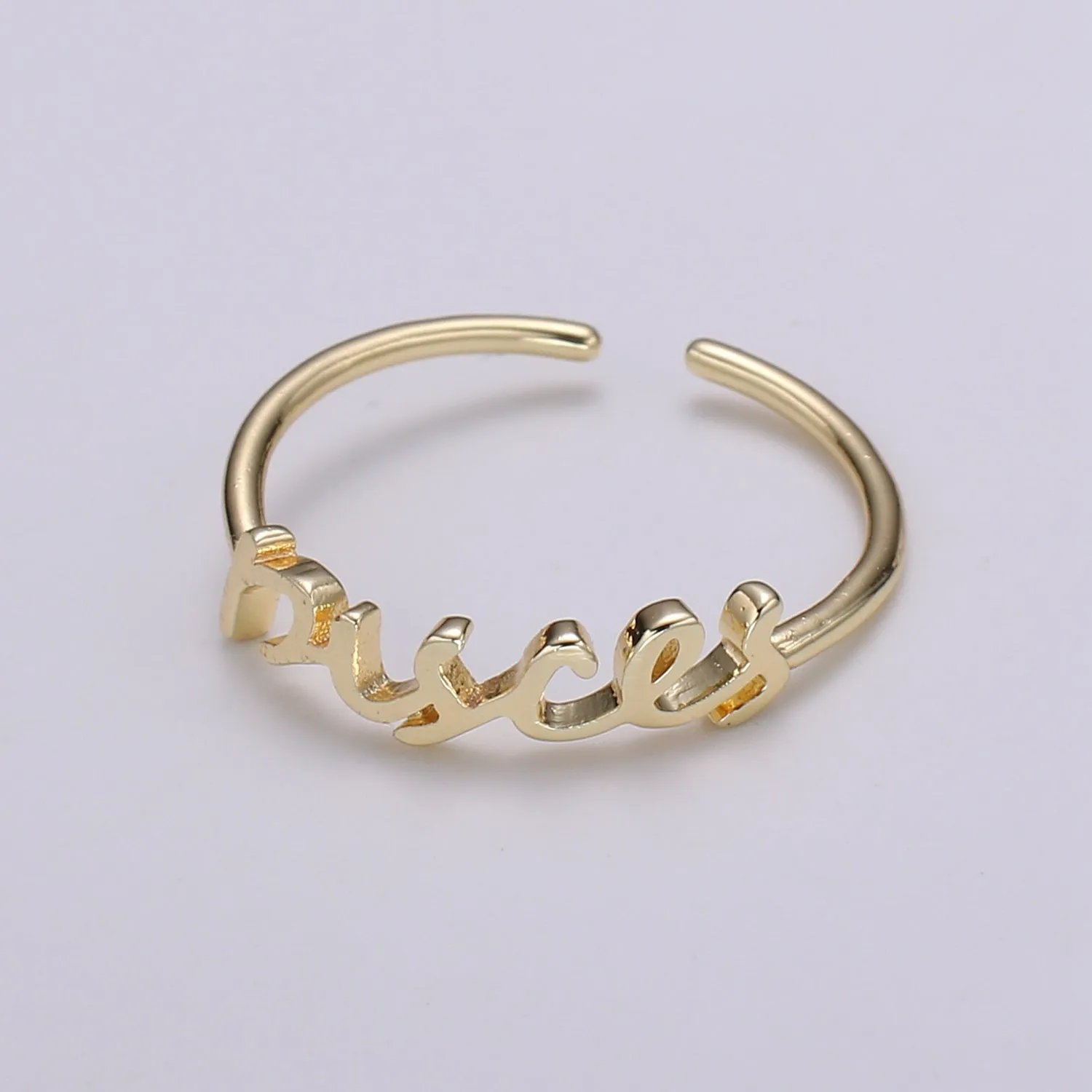 Gold Zodiac Ring Words Gold Ring, Astrology Horoscope Ring Birthday Personalized Gift Open Adjustable Ring for Stacking Ring Midi Ring