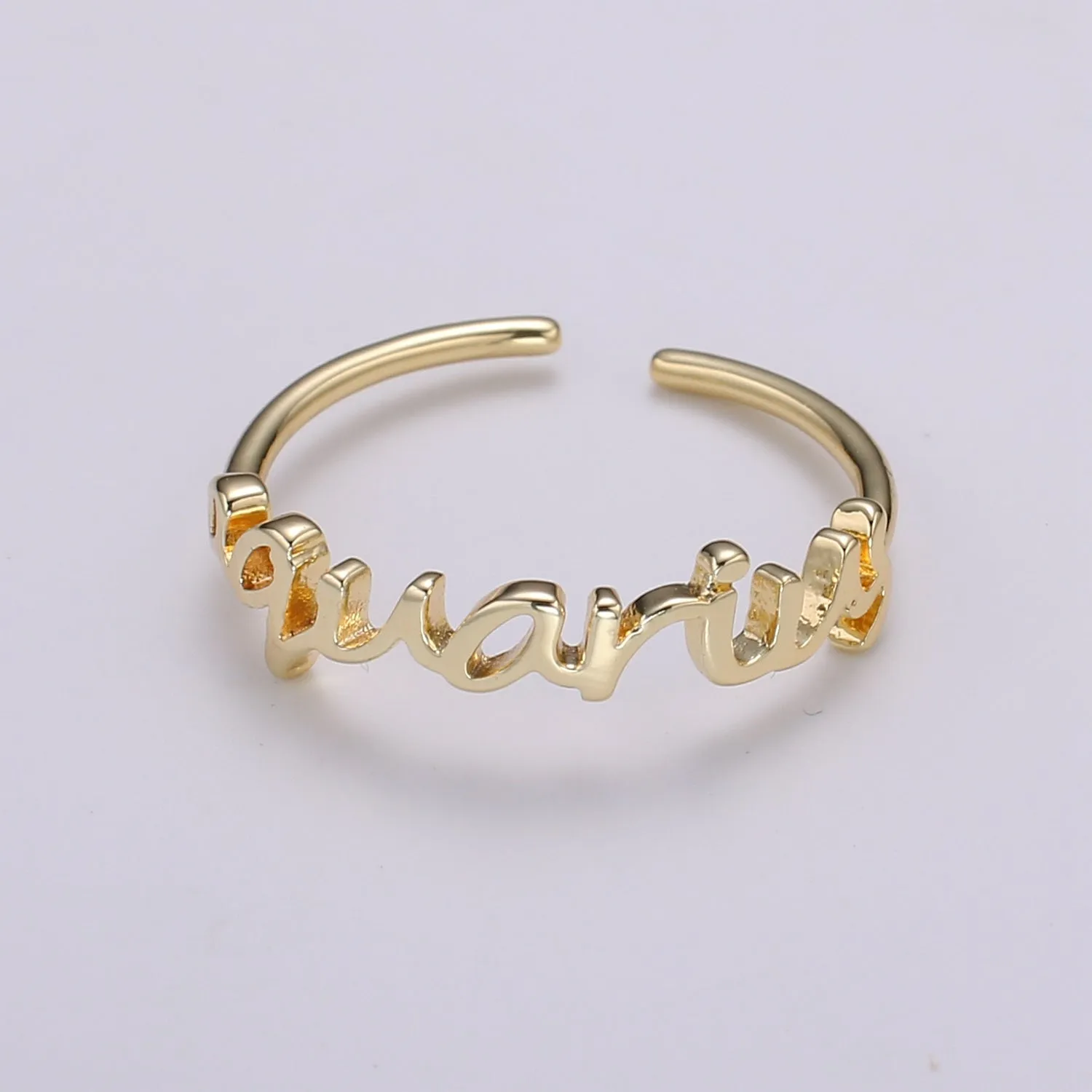Gold Zodiac Ring Words Gold Ring, Astrology Horoscope Ring Birthday Personalized Gift Open Adjustable Ring for Stacking Ring Midi Ring