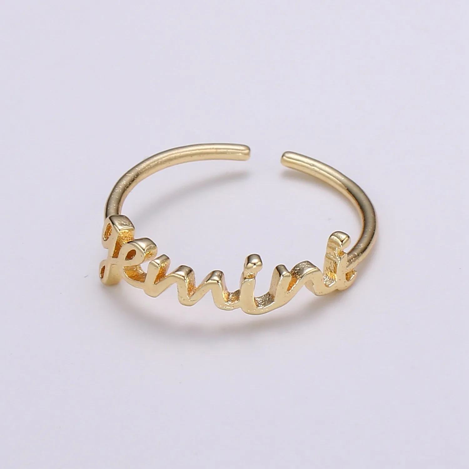 Gold Zodiac Ring Words Gold Ring, Astrology Horoscope Ring Birthday Personalized Gift Open Adjustable Ring for Stacking Ring Midi Ring