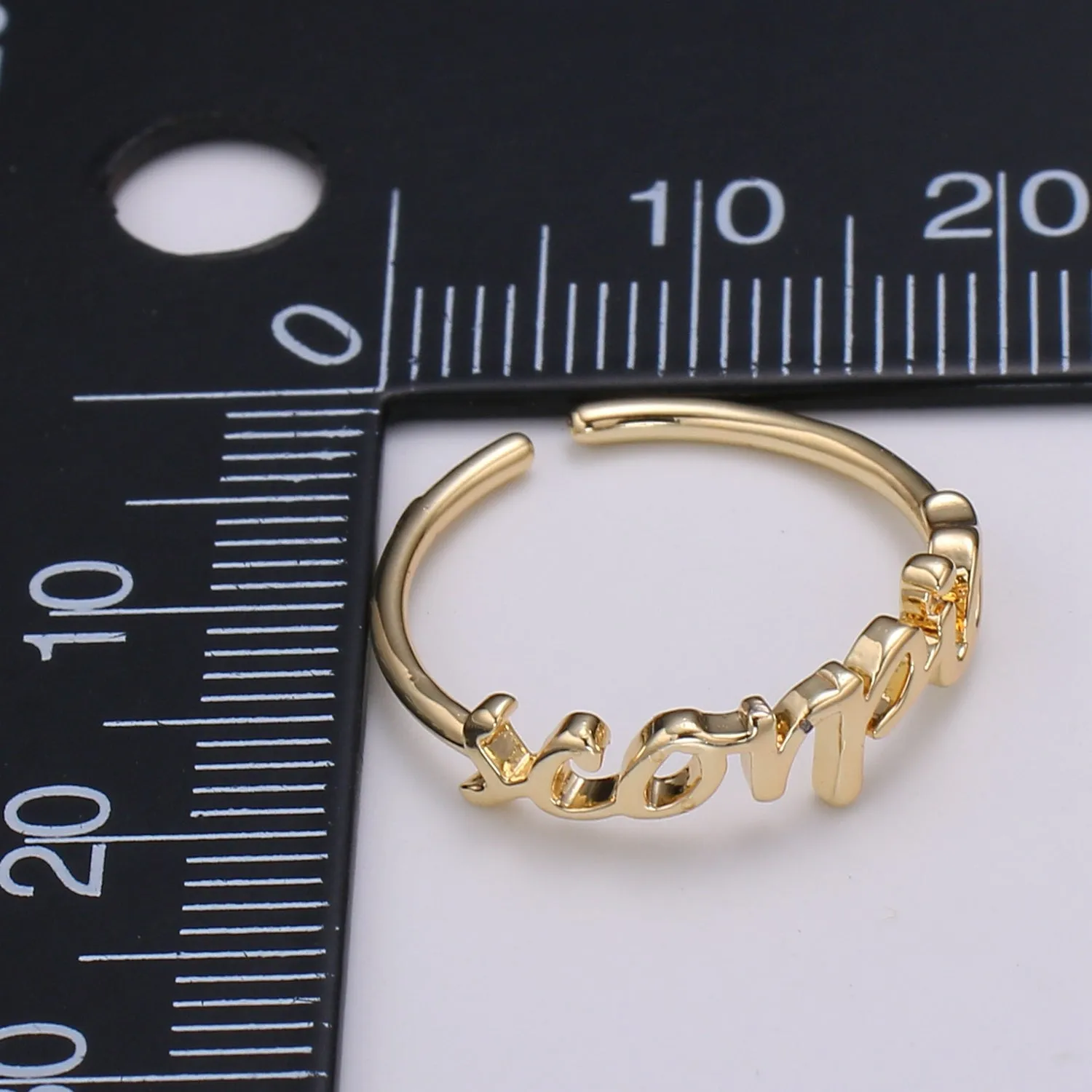 Gold Zodiac Ring Words Gold Ring, Astrology Horoscope Ring Birthday Personalized Gift Open Adjustable Ring for Stacking Ring Midi Ring