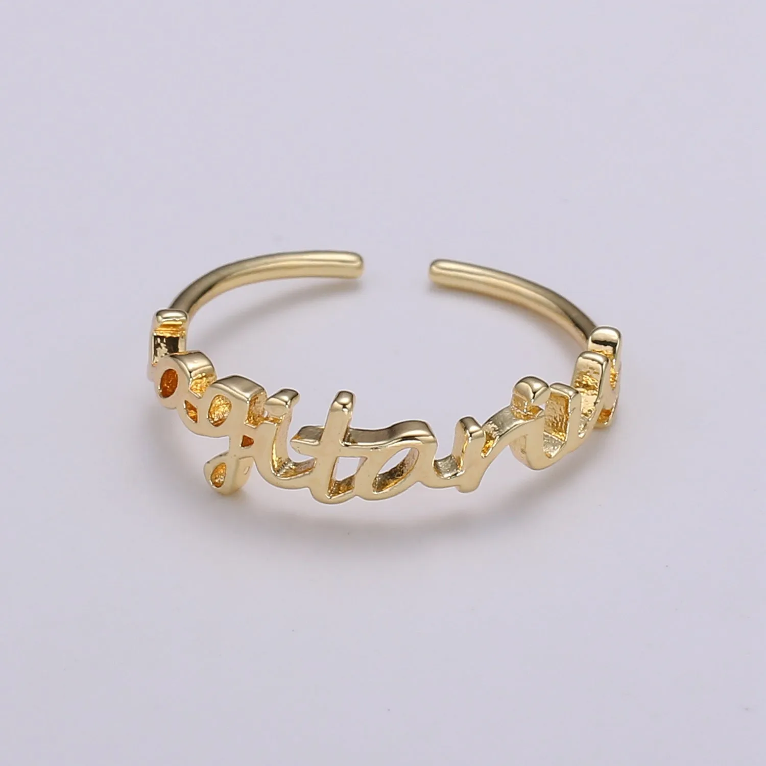 Gold Zodiac Ring Words Gold Ring, Astrology Horoscope Ring Birthday Personalized Gift Open Adjustable Ring for Stacking Ring Midi Ring