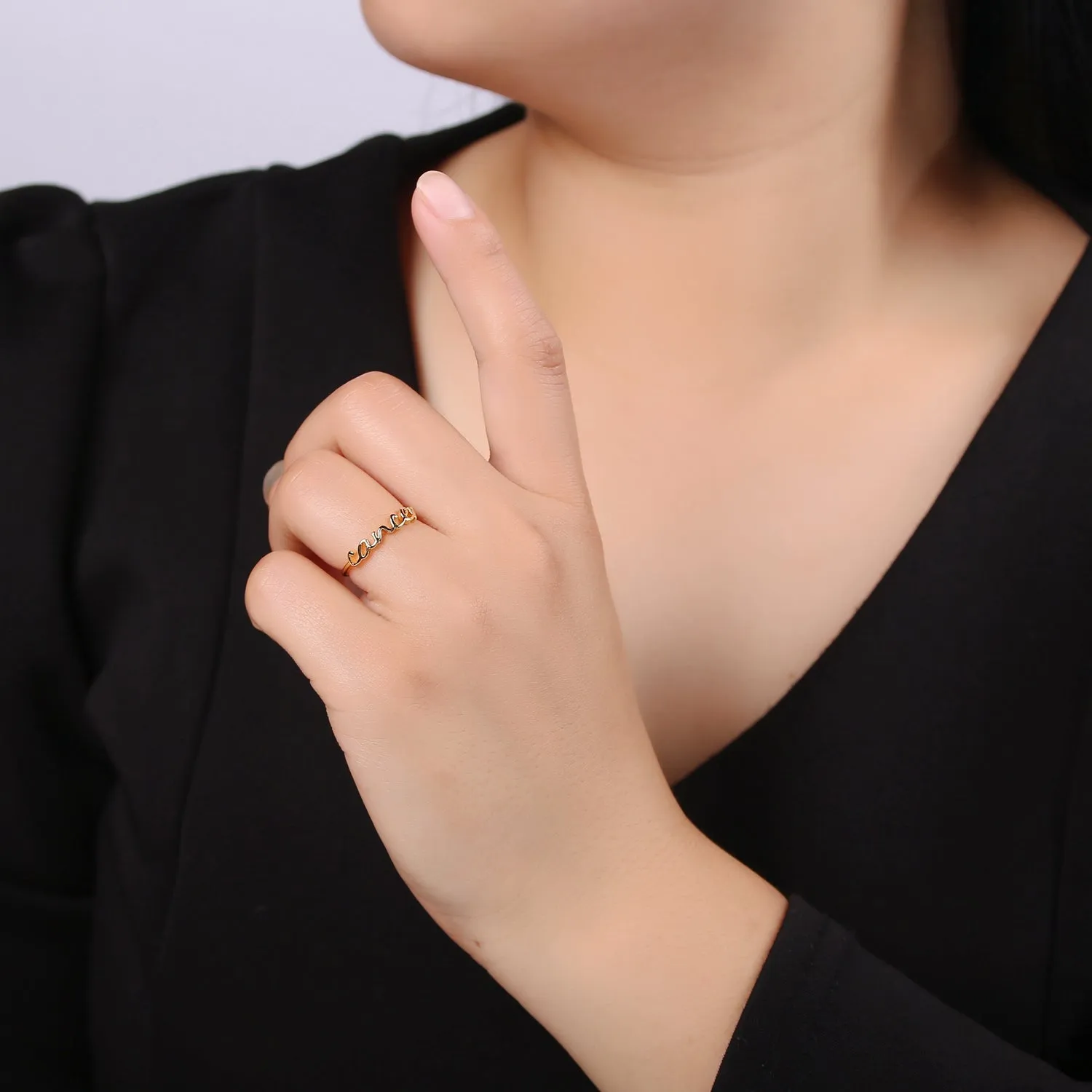 Gold Zodiac Ring Words Gold Ring, Astrology Horoscope Ring Birthday Personalized Gift Open Adjustable Ring for Stacking Ring Midi Ring