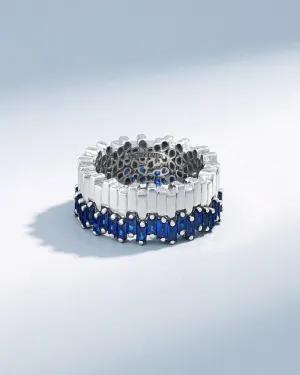 Golden Midi Stacker Dark Blue Sapphire Eternity Band