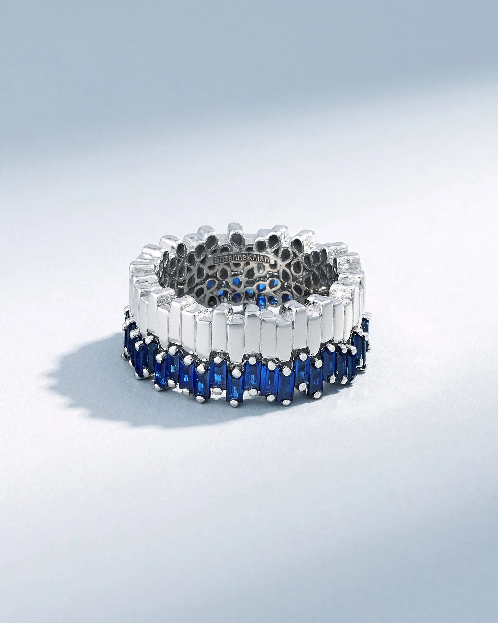 Golden Midi Stacker Dark Blue Sapphire Eternity Band