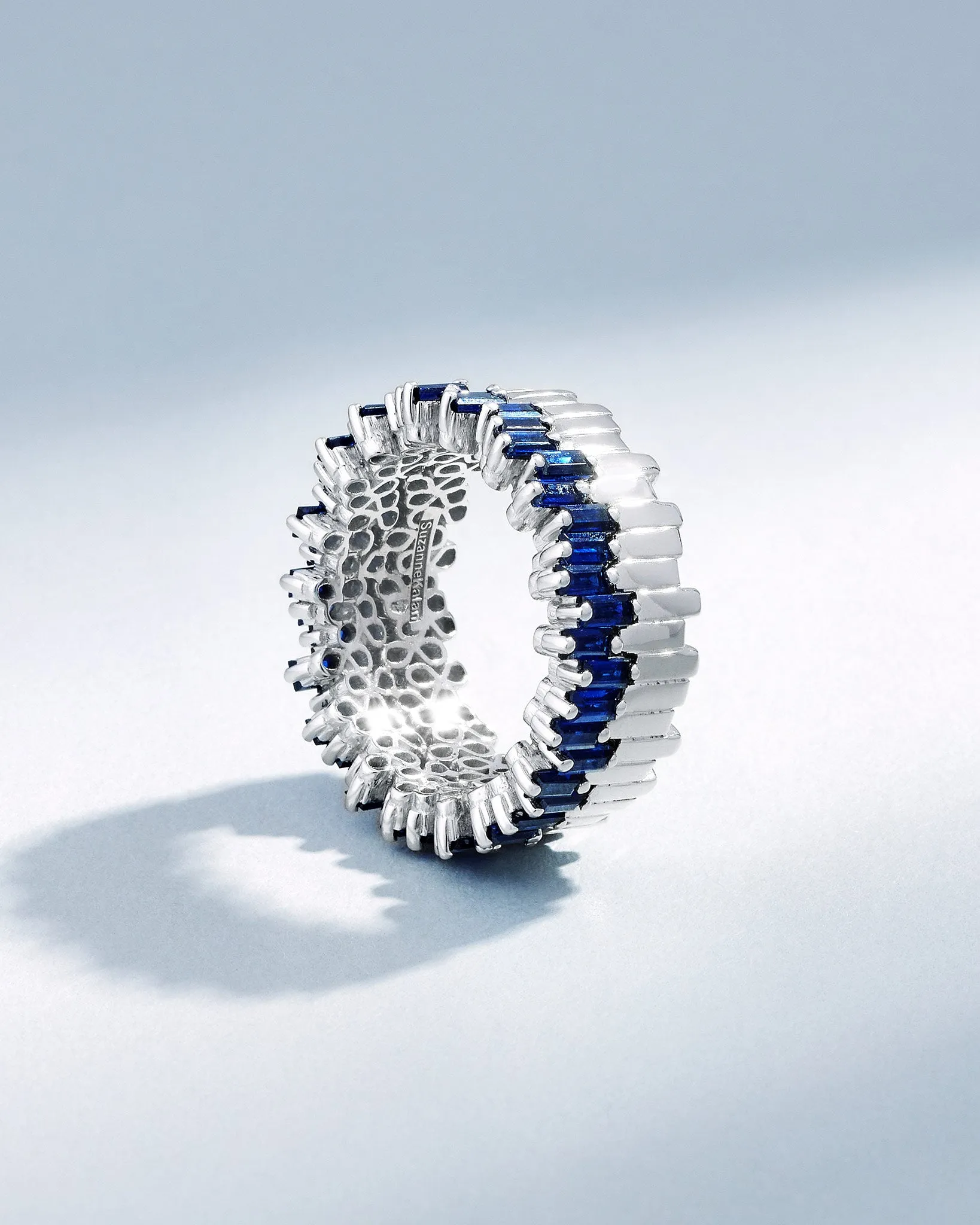 Golden Midi Stacker Dark Blue Sapphire Eternity Band