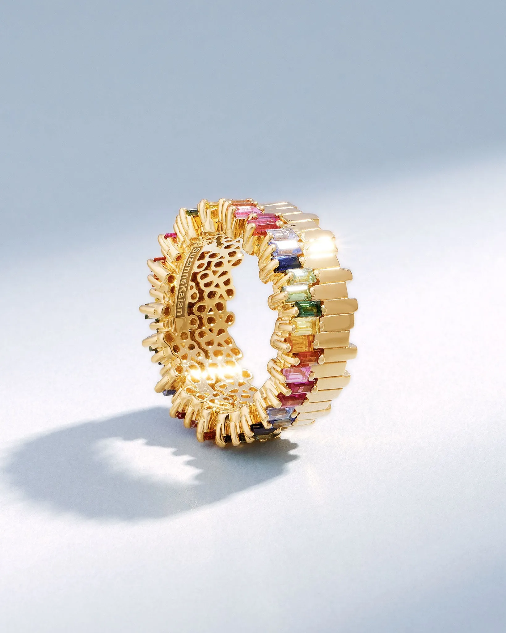 Golden Midi Stacker Rainbow Sapphire Eternity Band
