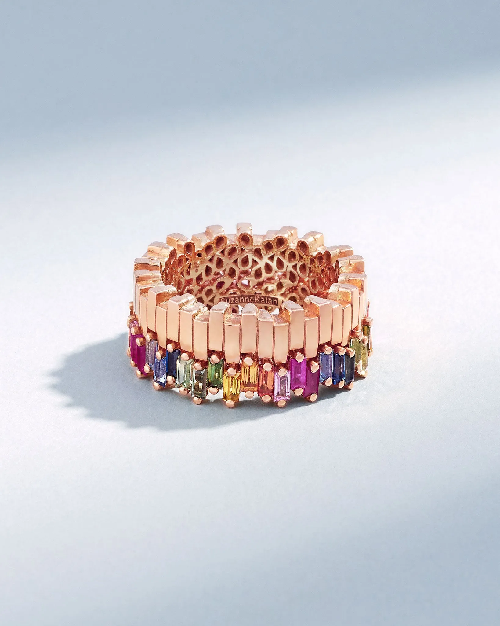 Golden Midi Stacker Rainbow Sapphire Eternity Band